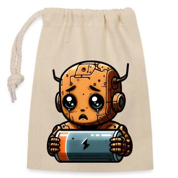 Bot Robot Avec Pile Épuisée - Sac cadeau en coton avec cordon (14 x 20 cm) - nature - Devant