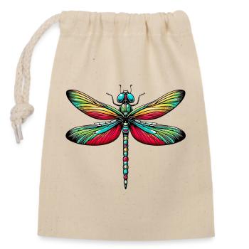 Libellule - Sac cadeau en coton avec cordon (14 x 20 cm) - nature - Devant