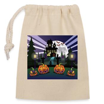 Manoir hanté avec un cimetière la nuit d’Halloween. - Sac cadeau en coton avec cordon (14 x 20 cm) - nature - Devant