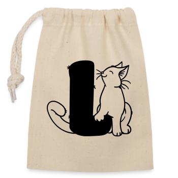 Cat Letter L - Closable cotton gift bag (14x20cm) - nature - Front