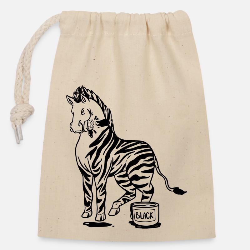 Zebra Schwarze oder Weiße Streifen Lustige Bilder - Verschließbarer Geschenkbeutel aus Baumwolle (14x20cm) - Natur