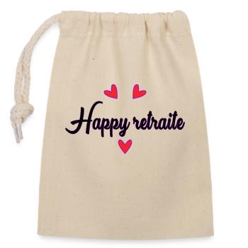 RETIREMENT. RETIREMENT. RETIRED. HAPPY RETIREMENT - Closable cotton gift bag (14x20cm) - nature - Front