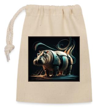 Mechanical Hippopotamus - Closable cotton gift bag (14x20cm) - nature - Front