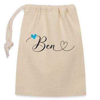 Ben Name Vorname Kalligrafieherz - Verschließbarer Geschenkbeutel aus Baumwolle (14x20cm) - Natur - Vorne