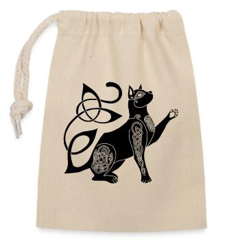Chat noir celte - Sac cadeau en coton avec cordon (14 x 20 cm) - nature - Devant