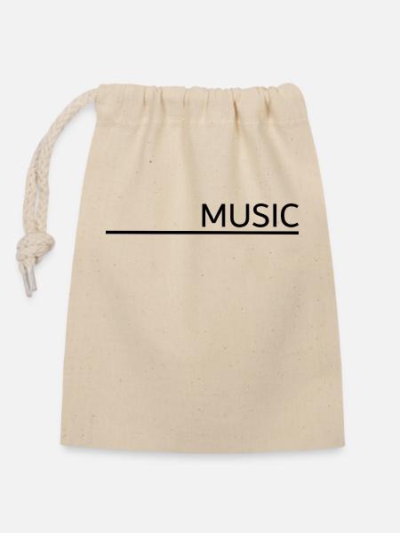Musique - Sac cadeau en coton avec cordon (14 x 20 cm) - nature