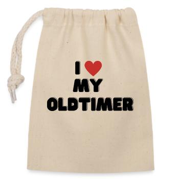 I love my Oldtimer - Closable cotton gift bag (14x20cm) - nature - Front