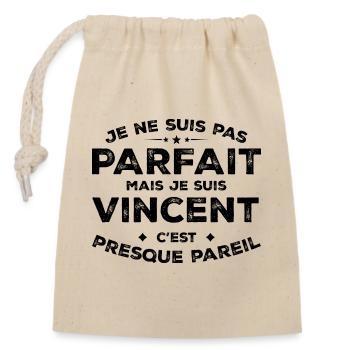 Vincent A name, an attitude Humor Vincent - Closable cotton gift bag (14x20cm) - nature - Front
