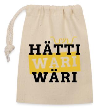 hätti wari wäri - hätte ich war ich wäre ich - Verschließbarer Geschenkbeutel aus Baumwolle (14x20cm) - Natur - Vorne