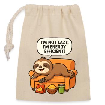 Lazy Sloth - Closable cotton gift bag (14x20cm) - nature - Front