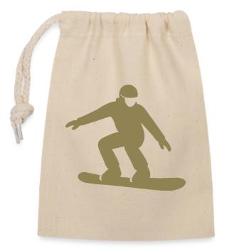 Snowboarder Silhouette Winterurlaub Wintersport - Verschließbarer Geschenkbeutel aus Baumwolle (14x20cm) - Natur - Vorne