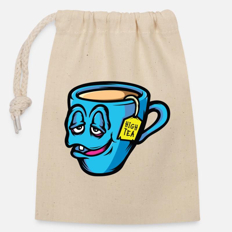 High Tea - Closable cotton gift bag (14x20cm) - nature