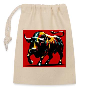 taureau - Sac cadeau en coton avec cordon (14 x 20 cm) - nature - Devant