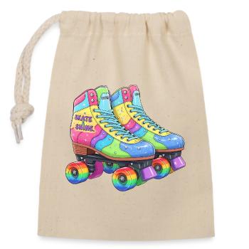 Retro Rollschuhe Rainbow Skate & Shine Disco - Verschließbarer Geschenkbeutel aus Baumwolle (14x20cm) - Natur - Vorne