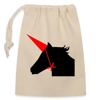 Unicorn hat - Closable cotton gift bag (14x20cm) - nature - Front