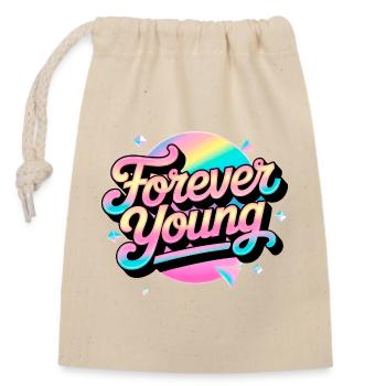 Not Old, but Forever Young. Motivational 80s 90s - Closable cotton gift bag (14x20cm) - nature - Front