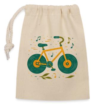 Melodisches Vintage-Fahrrad-Gekritzel - Verschließbarer Geschenkbeutel aus Baumwolle (14x20cm) - Natur - Vorne