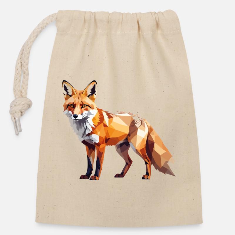 Fox1 - Closable cotton gift bag (14x20cm) - nature