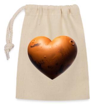MARS-LIEBHABER – Frieden & Liebe - Verschließbarer Geschenkbeutel aus Baumwolle (14x20cm) - Natur - Vorne