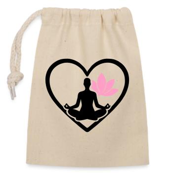 Women's Yoga Heart Silhouette Lotus Wellness - Closable cotton gift bag (14x20cm) - nature - Front