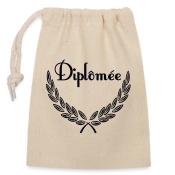 Diplômée – Couronne de Laurier - Sac cadeau en coton avec cordon (14 x 20 cm) - nature - Devant