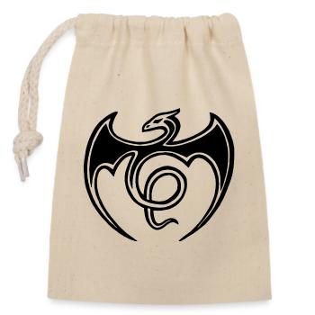 Flying Black Dragon - Closable cotton gift bag (14x20cm) - nature - Front