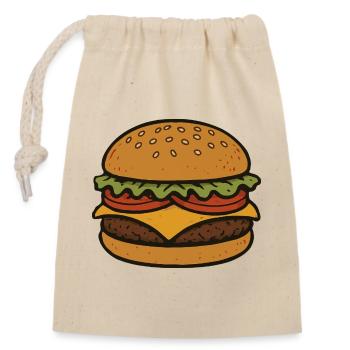 Komischer Hamburger - Verschließbarer Geschenkbeutel aus Baumwolle (14x20cm) - Natur - Vorne