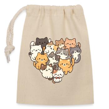 Cat - Closable cotton gift bag (14x20cm) - nature - Front
