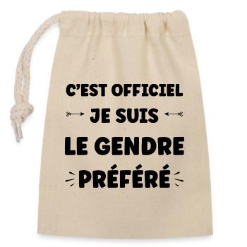 son-in-law - Closable cotton gift bag (14x20cm) - nature - Front