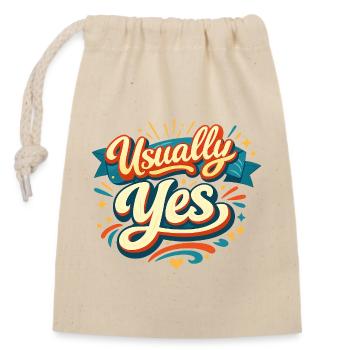 Usually Yes Retro Handlettering  - Verschließbarer Geschenkbeutel aus Baumwolle (14x20cm) - Natur - Vorne