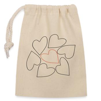 Herzen / Cœurs - Sac cadeau en coton avec cordon (14 x 20 cm) - nature - Devant