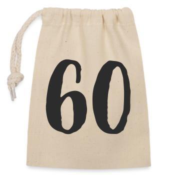 60th Birthday Years Number Number Gift - Closable cotton gift bag (14x20cm) - nature - Front