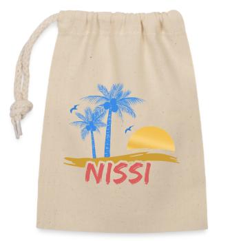 Vacances à Nissi - Sac cadeau en coton avec cordon (14 x 20 cm) - nature - Devant