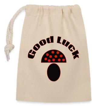 Good Luck Mushroom Minimal Icon Design - Verschließbarer Geschenkbeutel aus Baumwolle (14x20cm) - Natur - Vorne