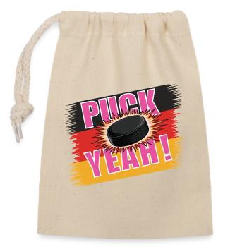 Puck Yeah – Eishockey T-Shirt - Closable cotton gift bag (14x20cm) - nature - Front