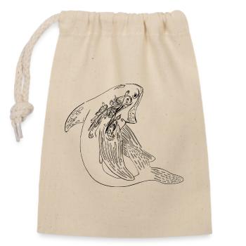 Unique Whale - Verschließbarer Geschenkbeutel aus Baumwolle (14x20cm) - Natur - Vorne