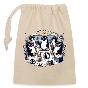 Beach penguins celebration in the sunshine - Closable cotton gift bag (14x20cm) - nature - Front