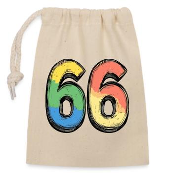 66 Number Colorful - Closable cotton gift bag (14x20cm) - nature - Front