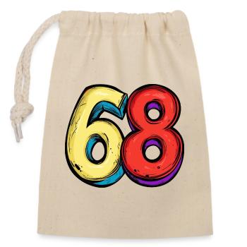 68 Number Colorful - Closable cotton gift bag (14x20cm) - nature - Front