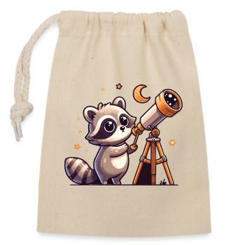 Cuddly raccoon stargazer - Closable cotton gift bag (14x20cm) - nature - Front