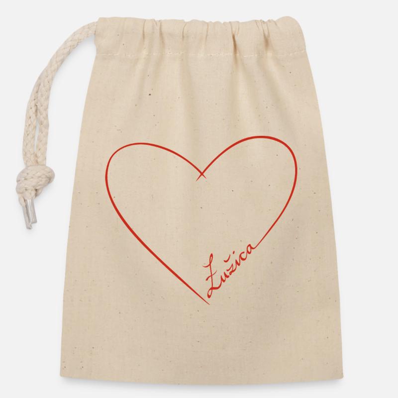 ŁUŽICA ♡ - Closable cotton gift bag (14x20cm) - nature
