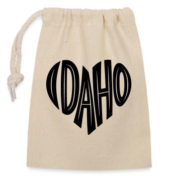 Idaho USA Herz Schriftzug - Verschließbarer Geschenkbeutel aus Baumwolle (14x20cm) - Natur - Vorne