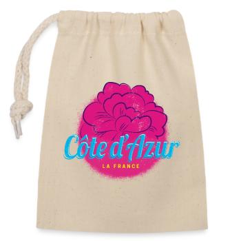 Côte d'Azur Retro Oleander Frankreich Souvenir - Verschließbarer Geschenkbeutel aus Baumwolle (14x20cm) - Natur - Vorne