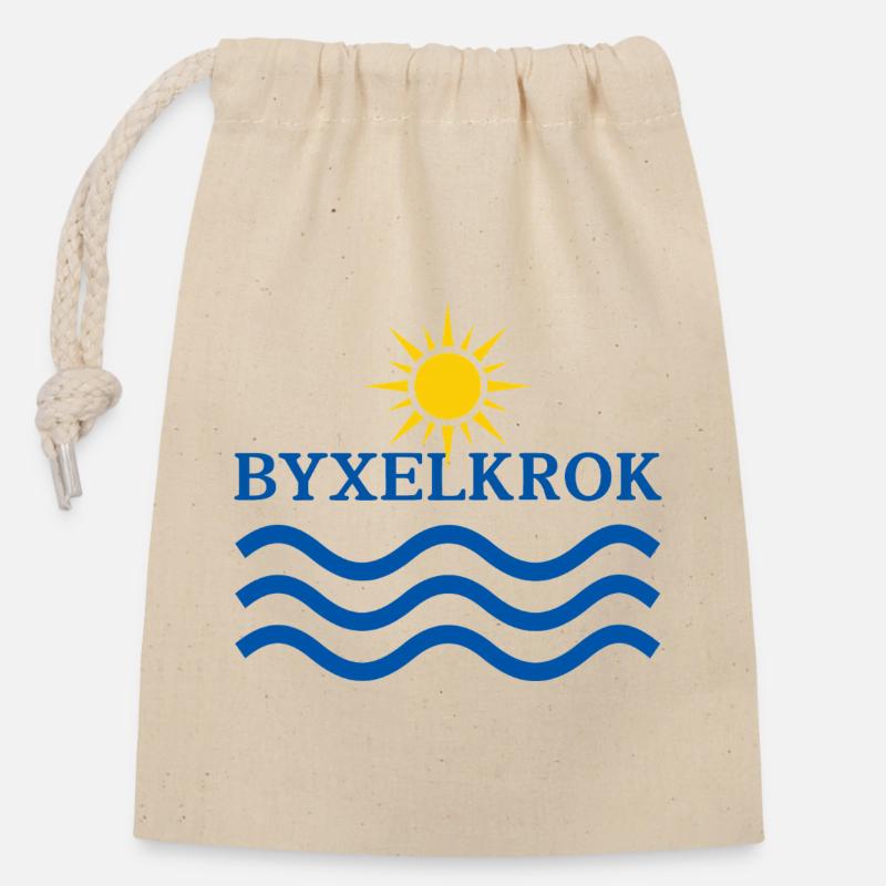 Trouser hook Sun and Waves - Closable cotton gift bag (14x20cm) - nature