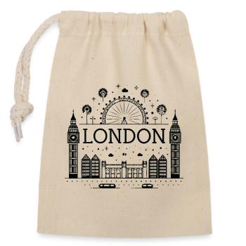 London Night Big Ben Wheel - Closable cotton gift bag (14x20cm) - nature - Front