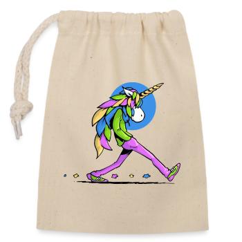 Walking Unicorn - Closable cotton gift bag (14x20cm) - nature - Front