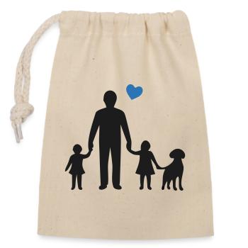 Father Kids Dog Silhouette - Closable cotton gift bag (14x20cm) - nature - Front
