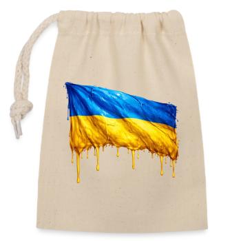 Drapeau ukrainien dégoulinant - Sac cadeau en coton avec cordon (14 x 20 cm) - nature - Devant