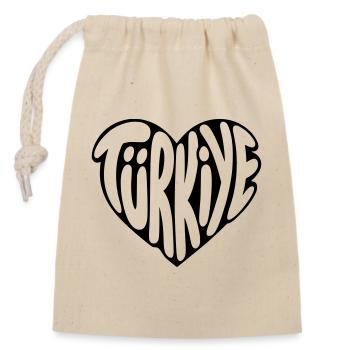 Türkiye, Turkey Heart Font Design - Closable cotton gift bag (14x20cm) - nature - Front