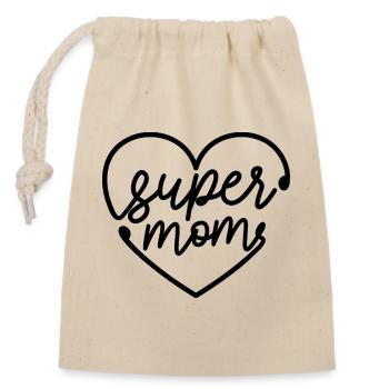 Super Mama Shirt - Verschließbarer Geschenkbeutel aus Baumwolle (14x20cm) - Natur - Vorne